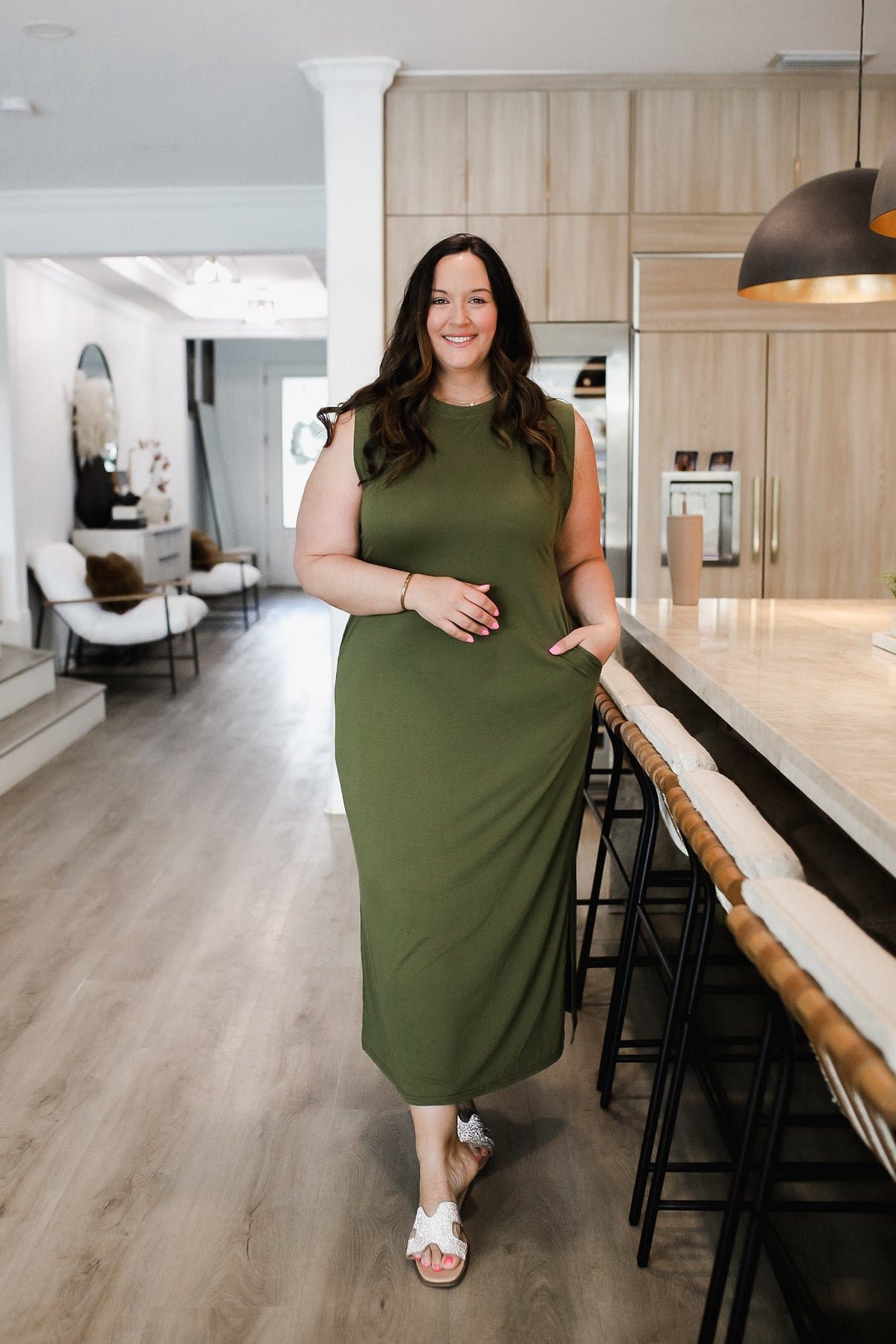 plus size tank dress maxi Halara U Neck Flowy Maxi Casual Plus Size Tank dress Casual dress - Pumpkin Orange Floral Yarn